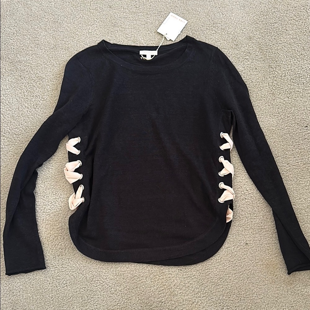 Lisa Todd Black Cut Out knit sweater with Long Sleeves